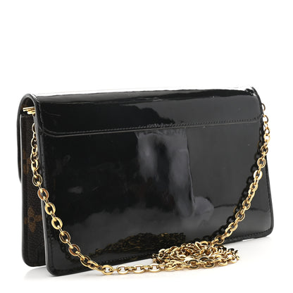 Louis Vuitton Patent Calfskin Monogram Cherrywood Chain Wallet Black 3 of 9