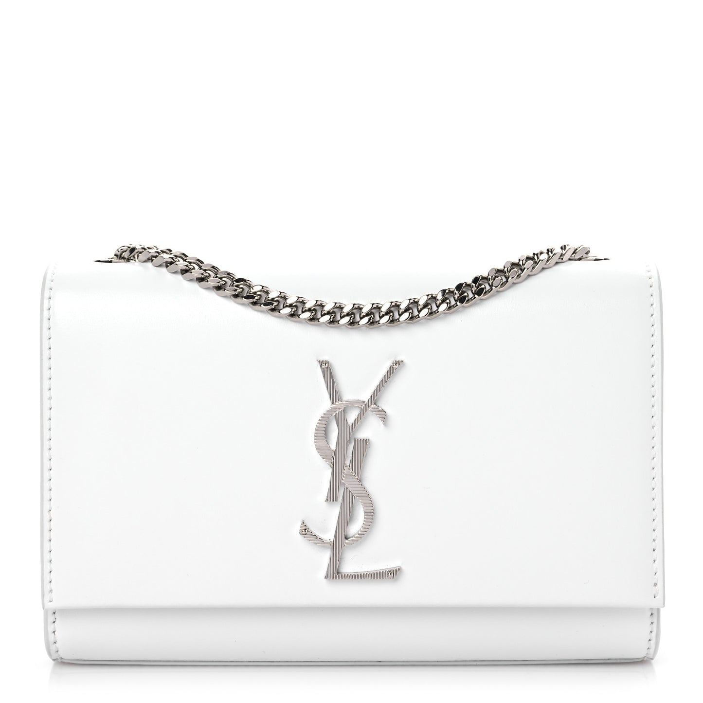 Smooth Calfskin Small Monogram Kate Satchel Optical White