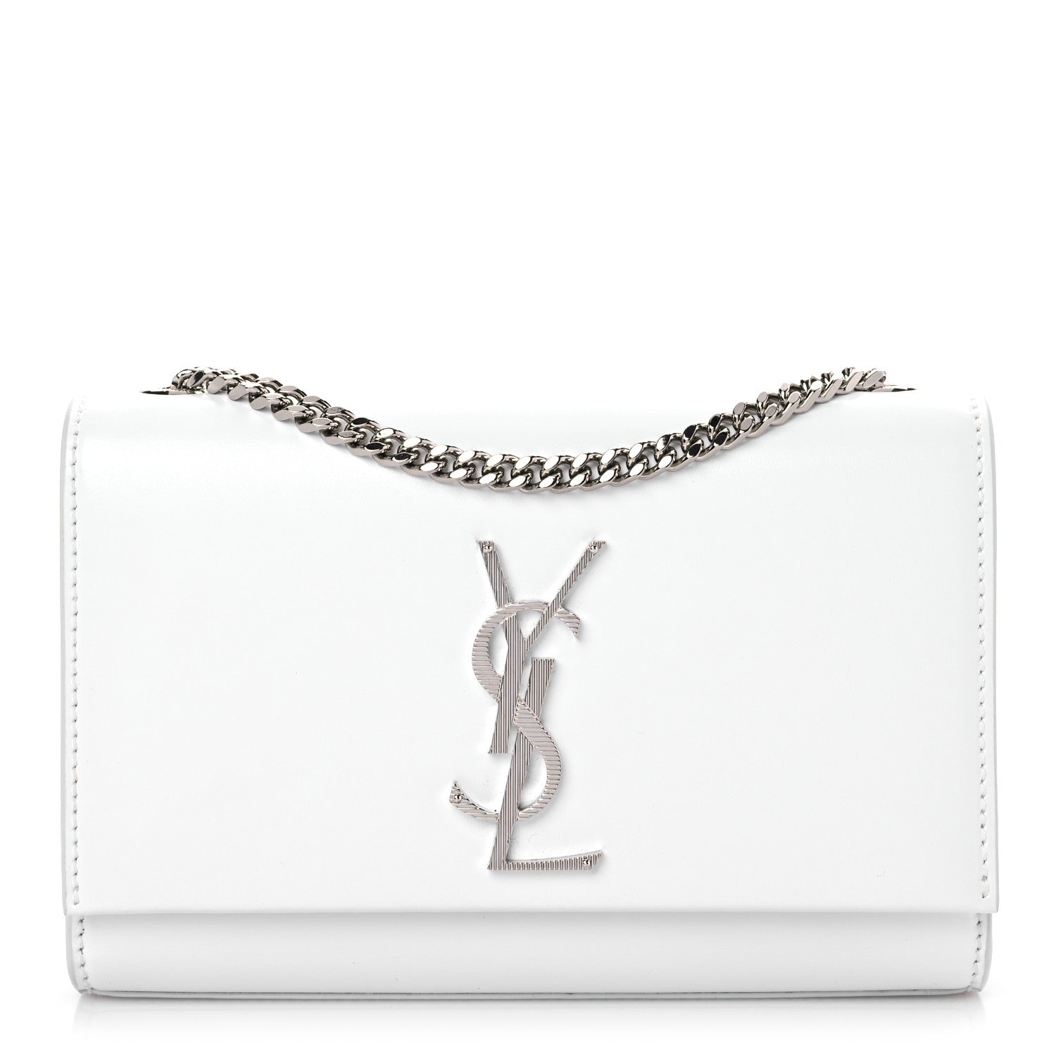 Saint Laurent Smooth Calfskin Small Monogram Kate Satchel Optical White 1 of 11