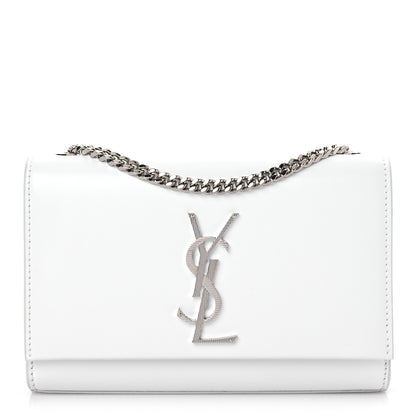 Saint Laurent Smooth Calfskin Small Monogram Kate Satchel Optical White 1 of 11