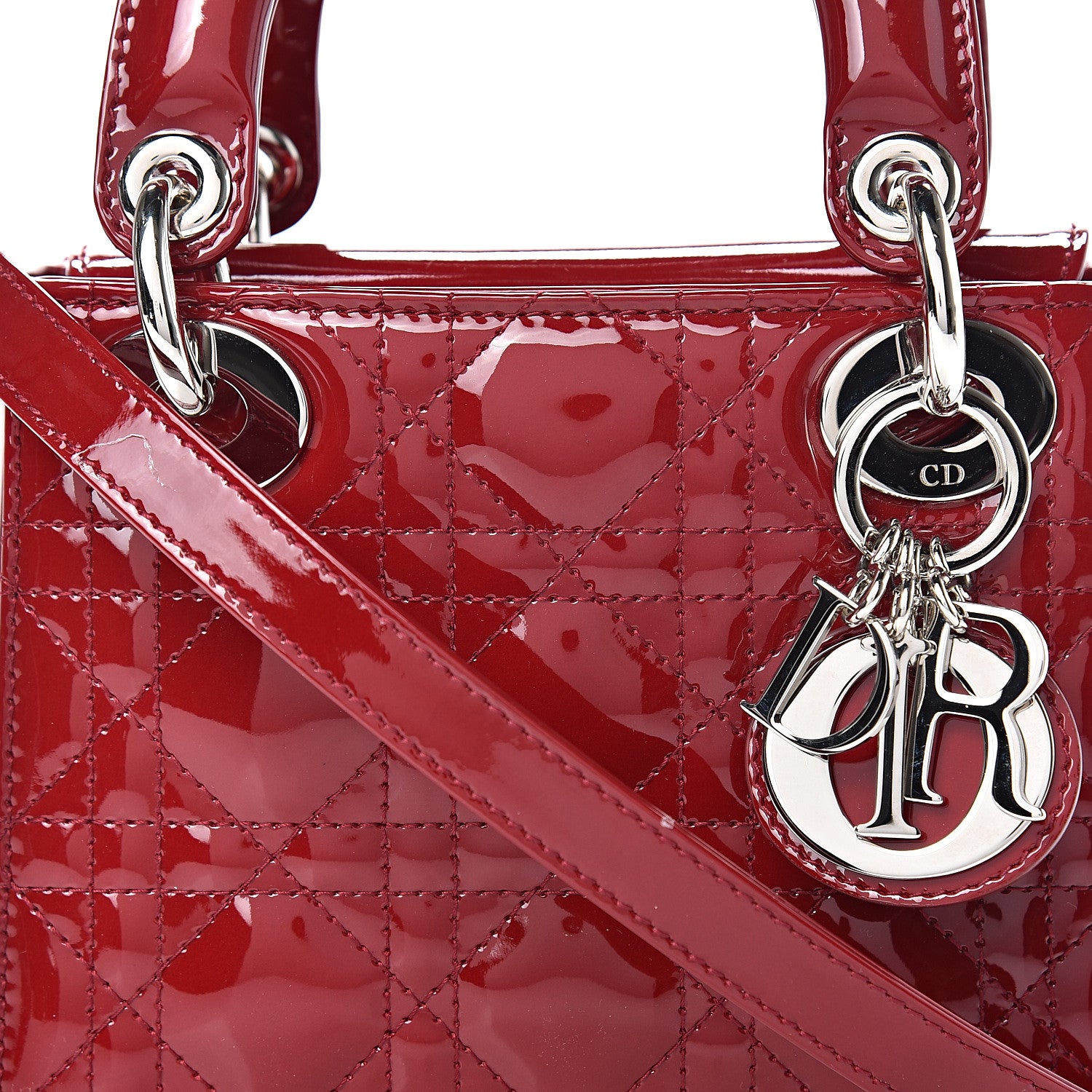 Christian Dior Patent Cannage Mini Lady Dior Red 7 of 11
