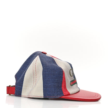 Gucci Canvas Textured Calfskin Sylvie Stripe Logo Baseball Hat S White Red 4 of 7