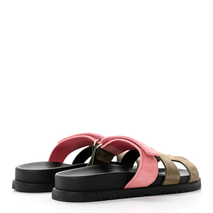 Hermes Suede Goatskin Womens Chypre Sandals 36 Toundra Rose Du Desert 4 of 11