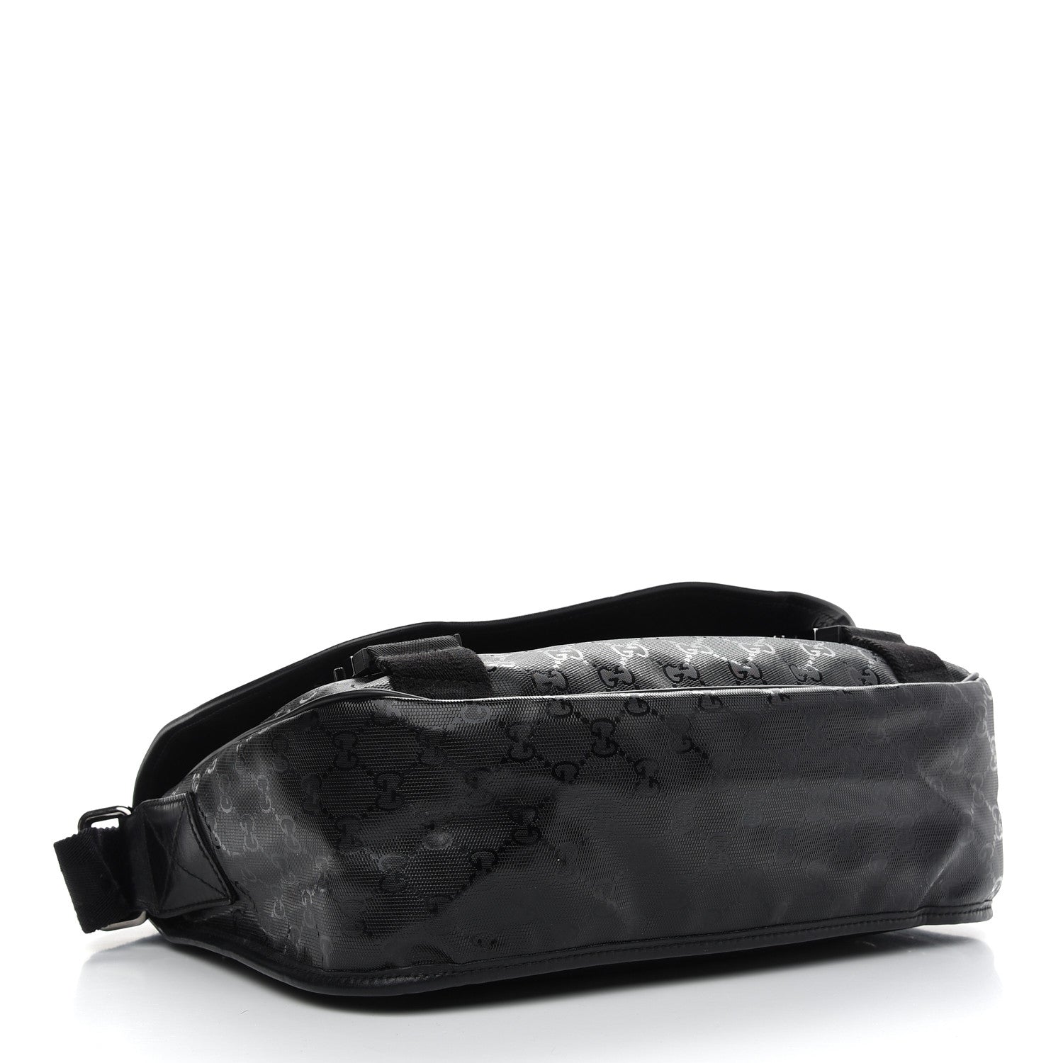 Gucci Imprime Monogram Medium Double Buckle Flap Messenger Bag Black 4 of 10