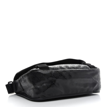 Gucci Imprime Monogram Medium Double Buckle Flap Messenger Bag Black 4 of 10