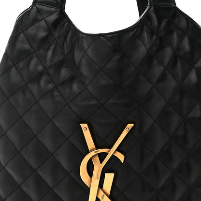 Saint Laurent Lambskin Quilted Maxi Icare Shopping Tote Black 8 of 14
