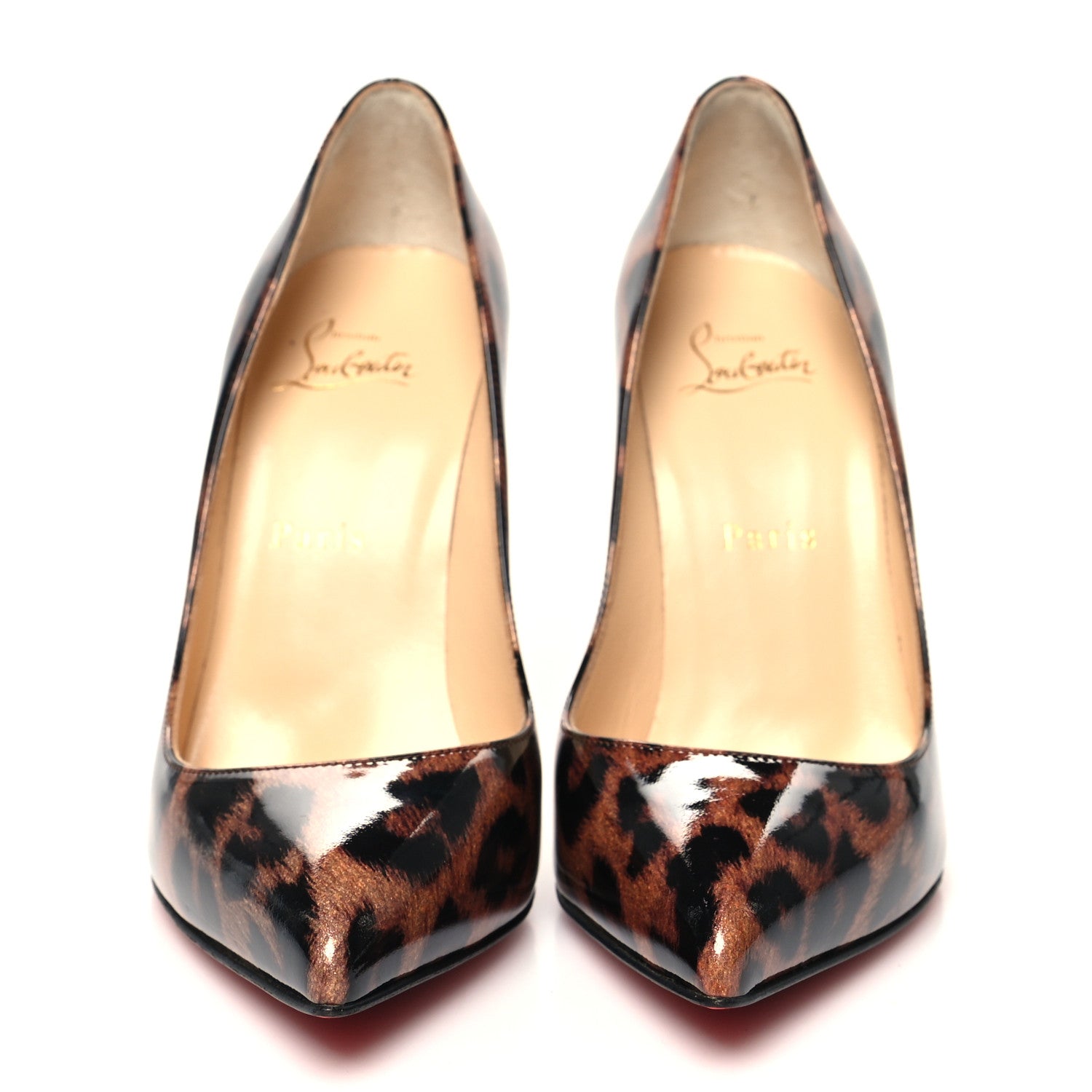 Christian Louboutin Patent Glitter Leopard Print Pigalle Follies 100 Pumps 37 Gold 2 of 8
