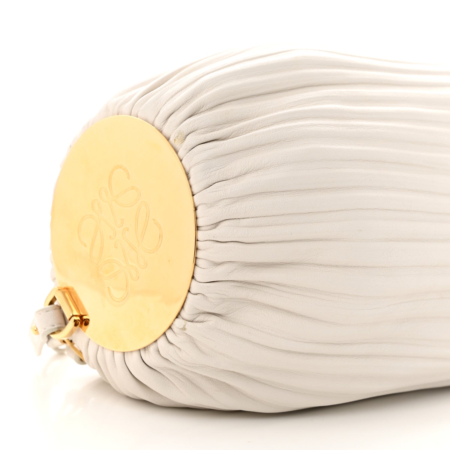 Loewe Lambskin Pleated Bracelet Pouch Shoulder Bag White 8 of 11