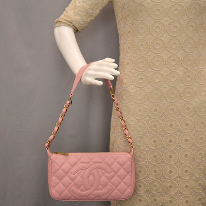 Chanel Caviar Quilted Pochette Pink 2 of 8