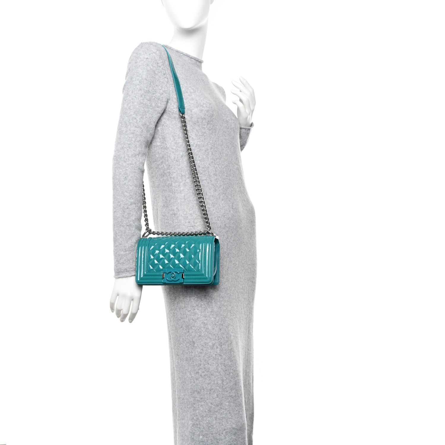 Chanel Patent Calfskin Small Plexiglass Boy Flap Green 2 of 14