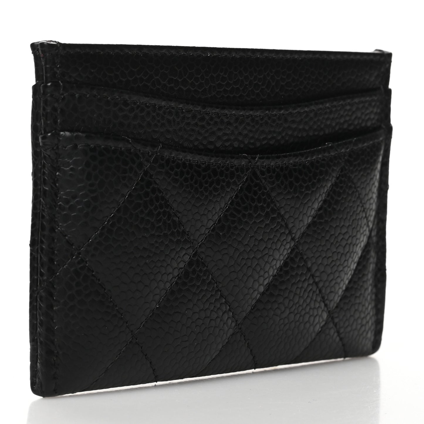 Caviar Quilted Card Holder Black
