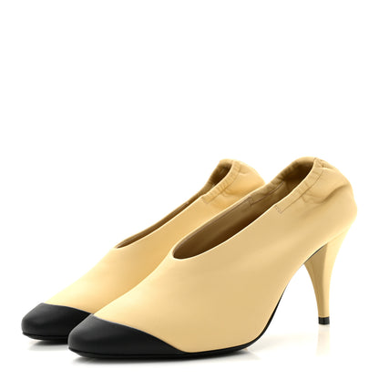 Chanel Lambskin Pumps 37 Light Beige Black 4 of 10