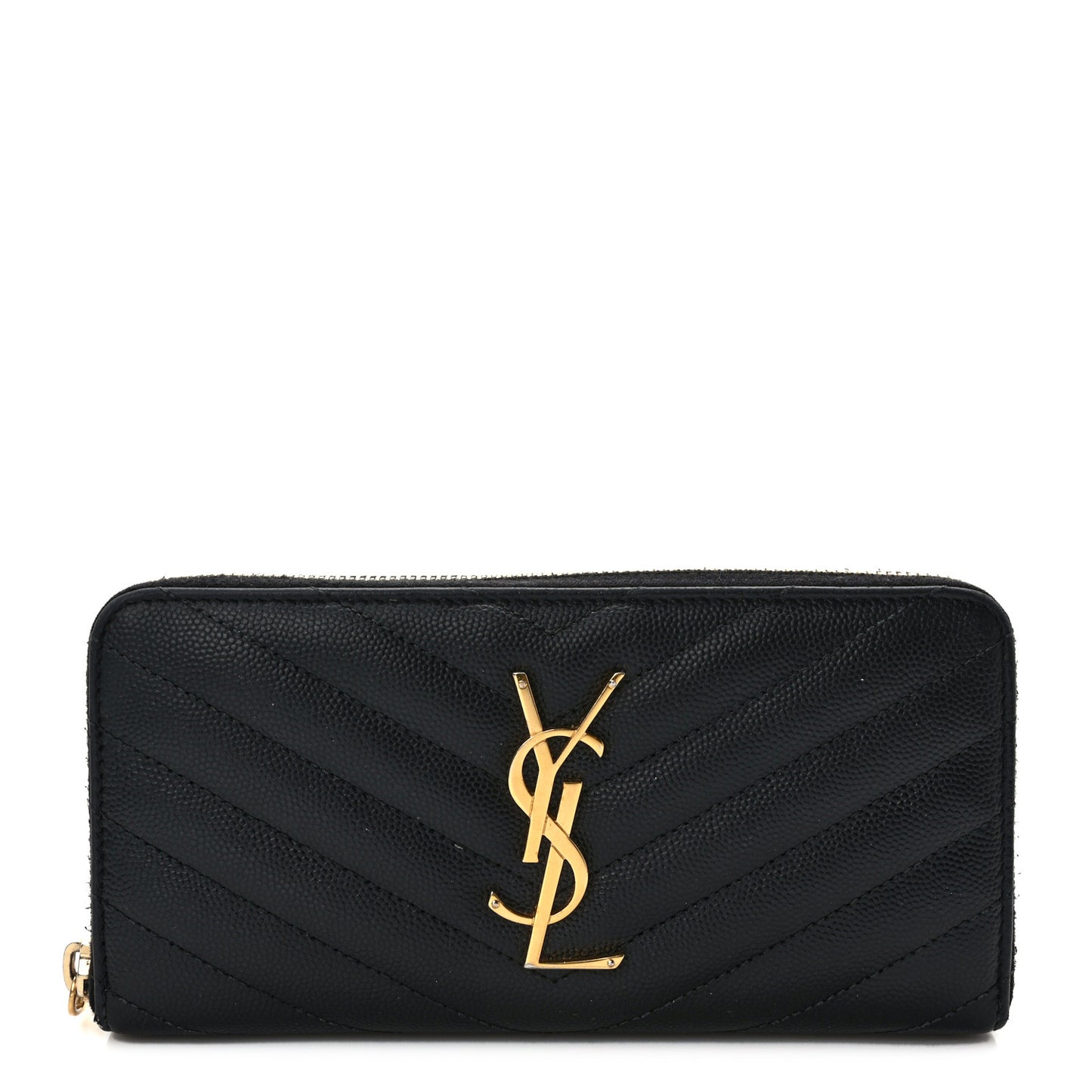 Grain De Poudre Matelasse Chevron Monogram Zip Around Wallet Black