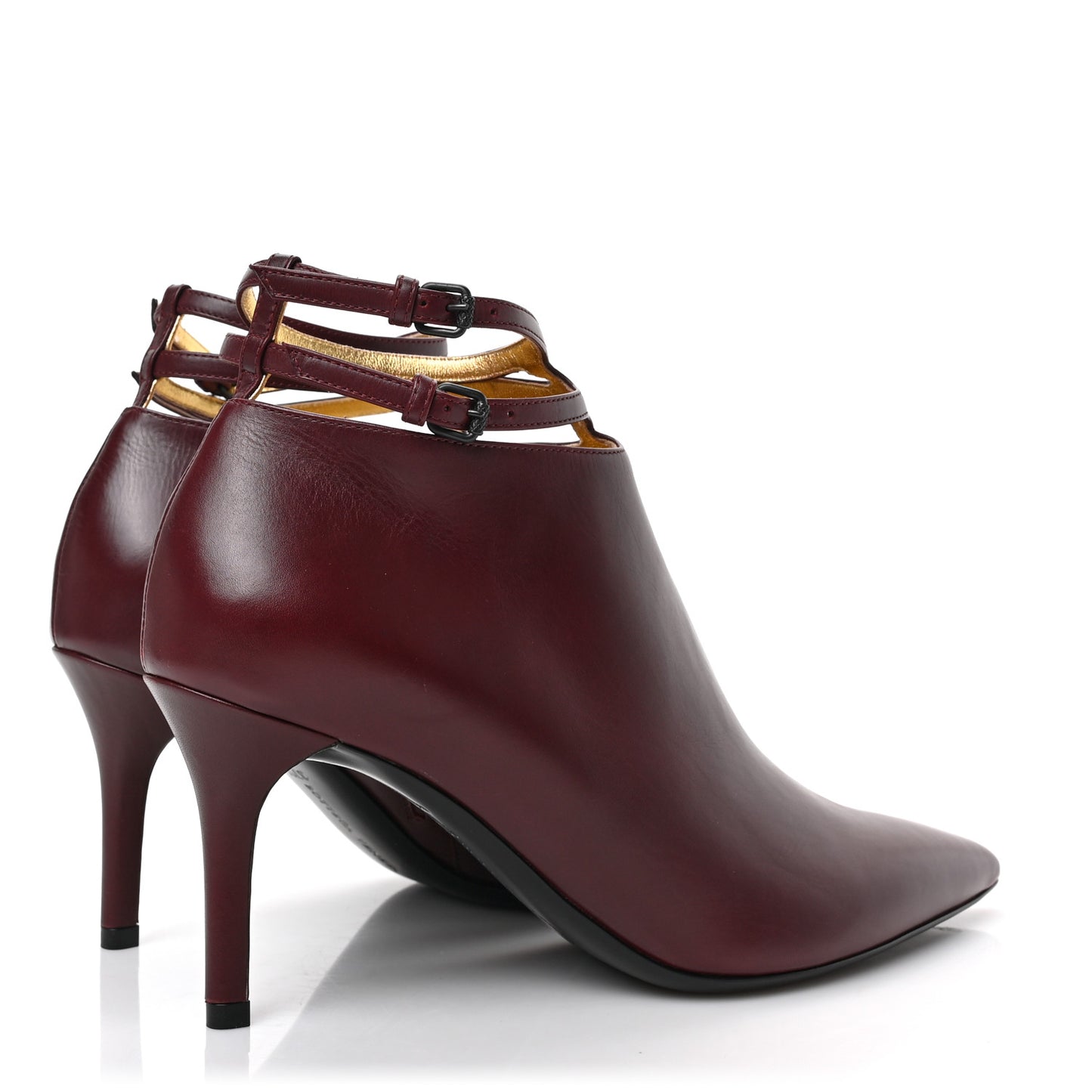 Gleam Calfskin Ankle Strap Mid Heel Booties 37.5 Barolo