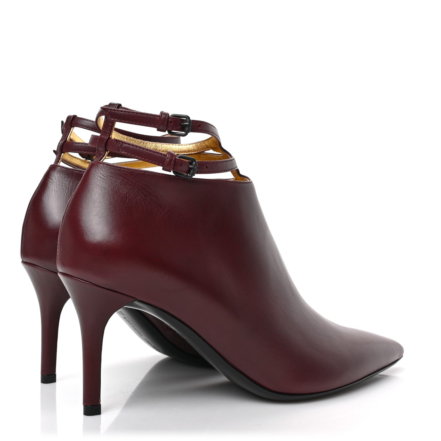 Bottega Veneta Gleam Calfskin Ankle Strap Mid Heel Booties 37.5 Barolo 4 of 6