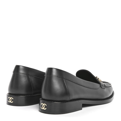 Chanel Calfskin Crystal CC Mocassin Loafers 37 Black 5 of 9