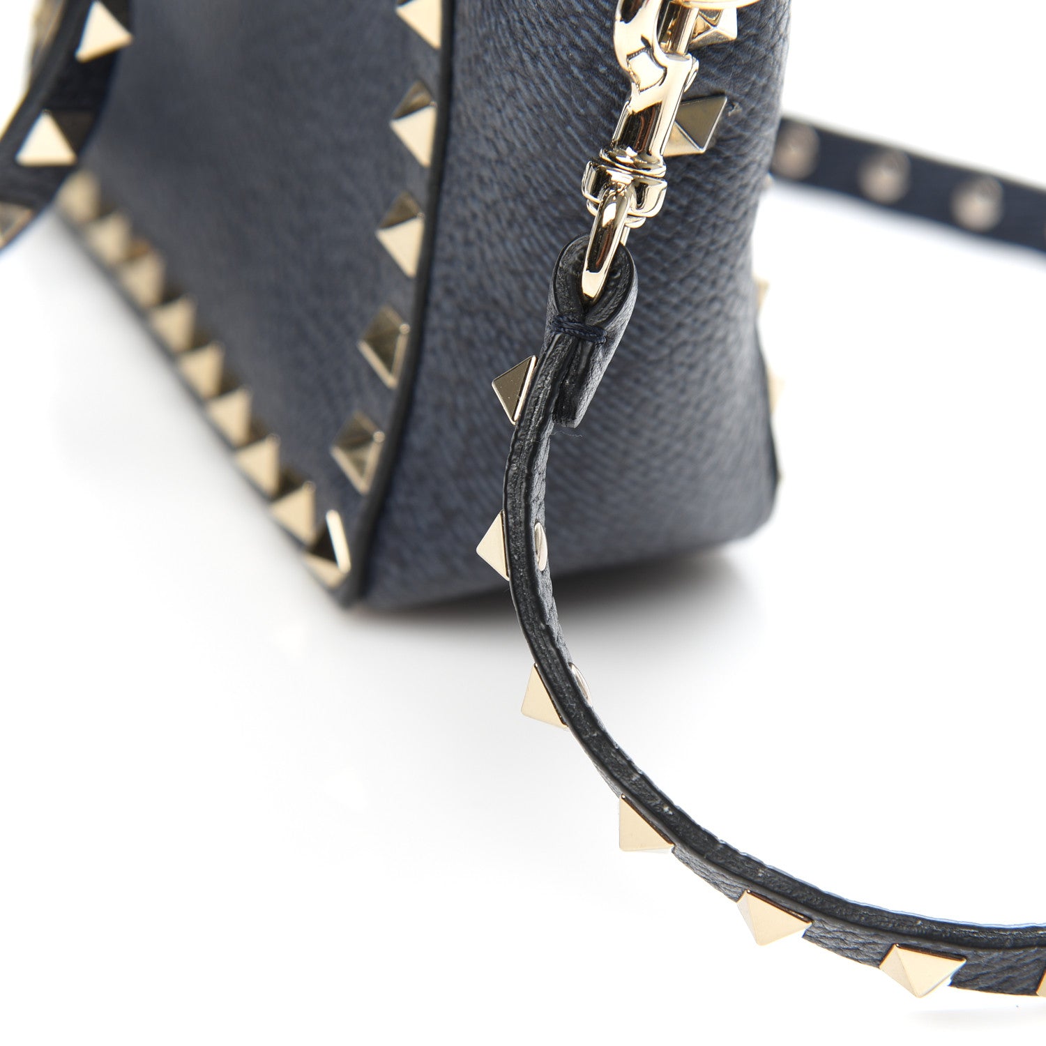 Valentino Garavani Pebbled Calfskin Micro Rockstud Tote Deep Denim 11 of 12