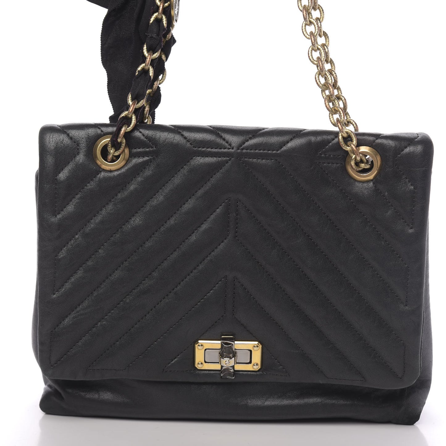 Lambskin Quilted Medium Happy Shoulder Bag Black