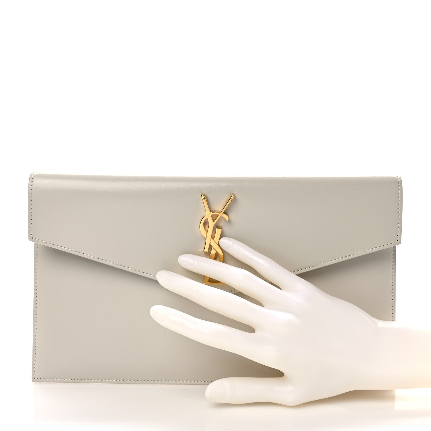 Saint Laurent Smooth Shiny Calfskin Uptown Pouch Crema Soft 2 of 6