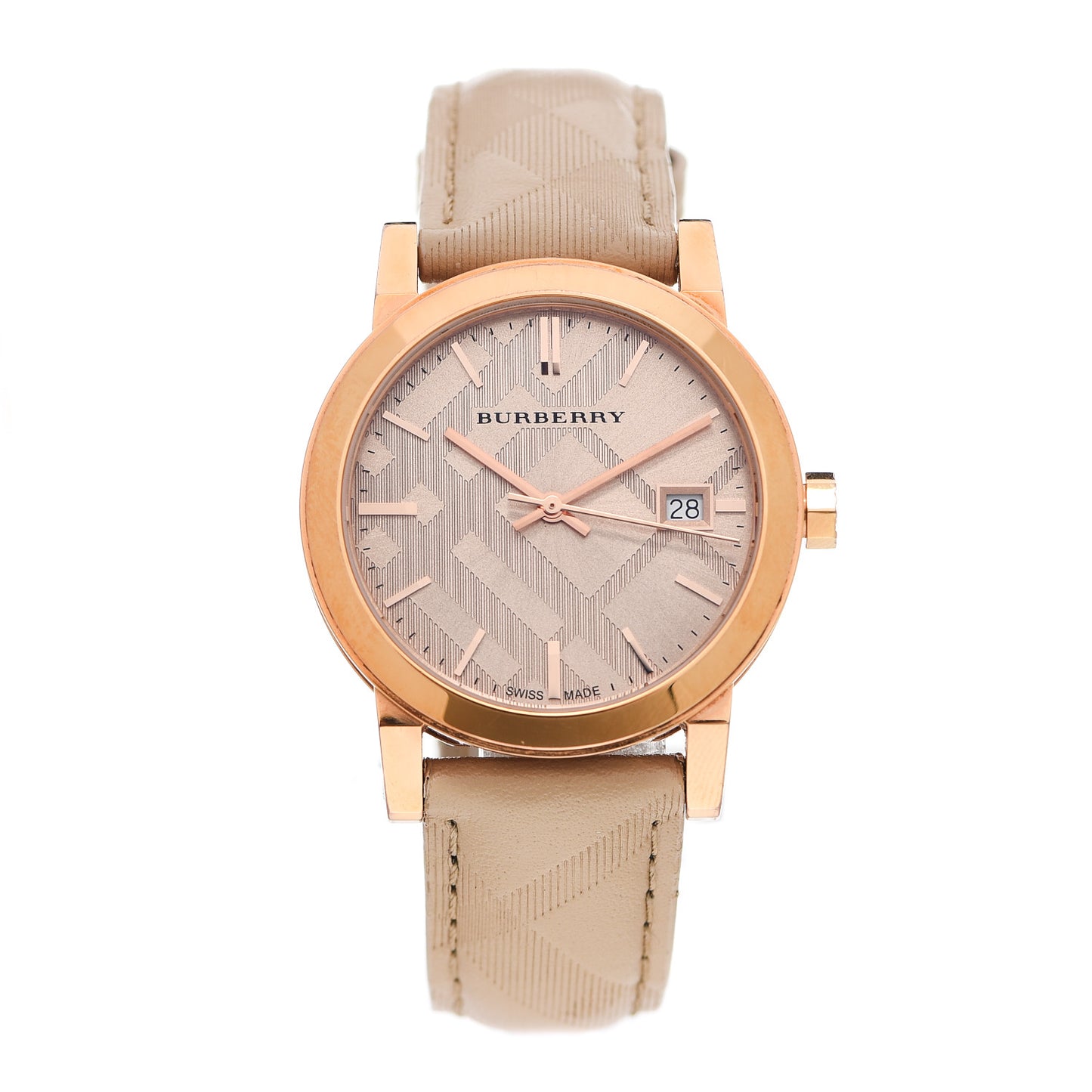 Stainless Steel Calfskin 34mm The City Quartz Watch Beige BU9154