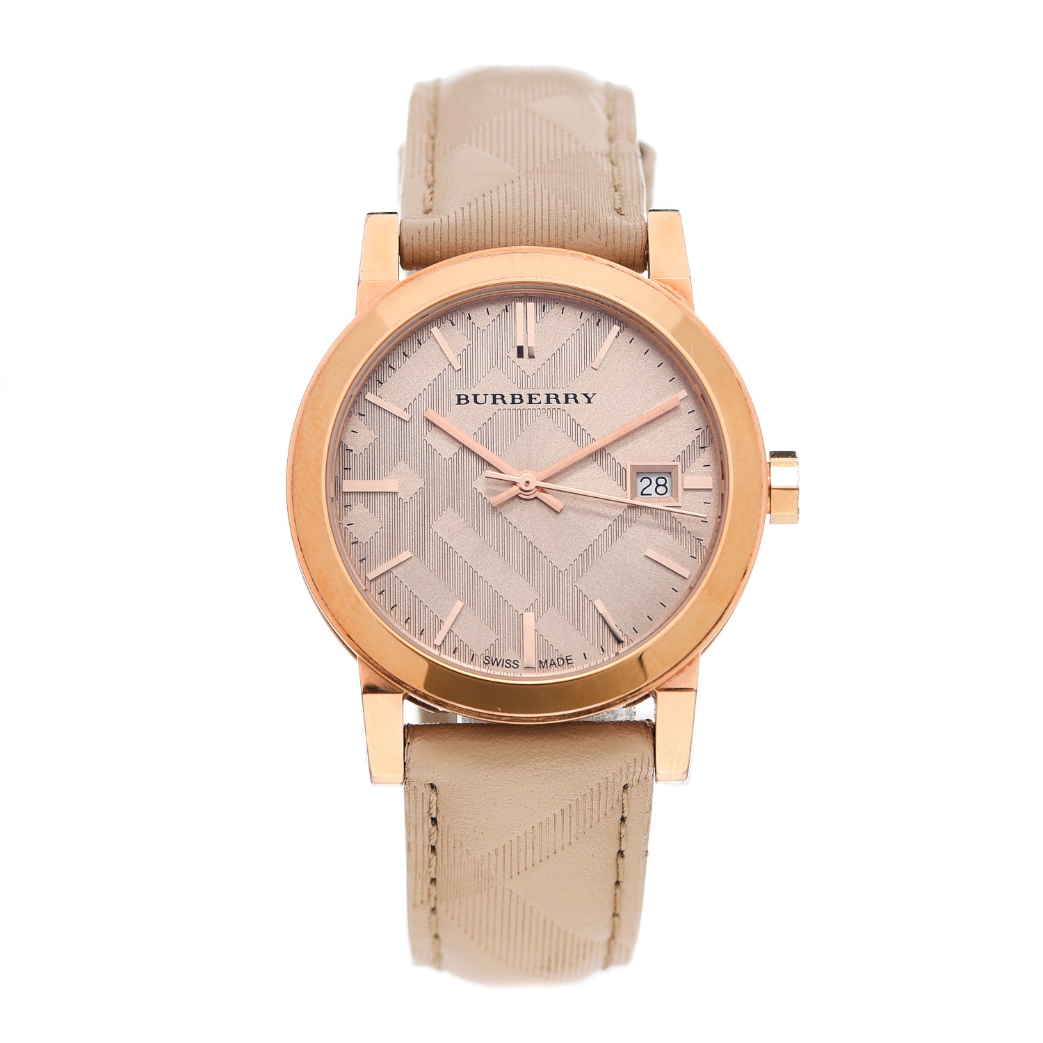 Burberry Stainless Steel Calfskin 34mm The City Quartz Watch Beige BU9154 1 of 7