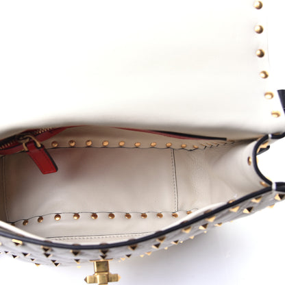 Valentino Garavani Lambskin Leopard Print Medium Rockstud Spike Shoulder Bag Ivory 5 of 8
