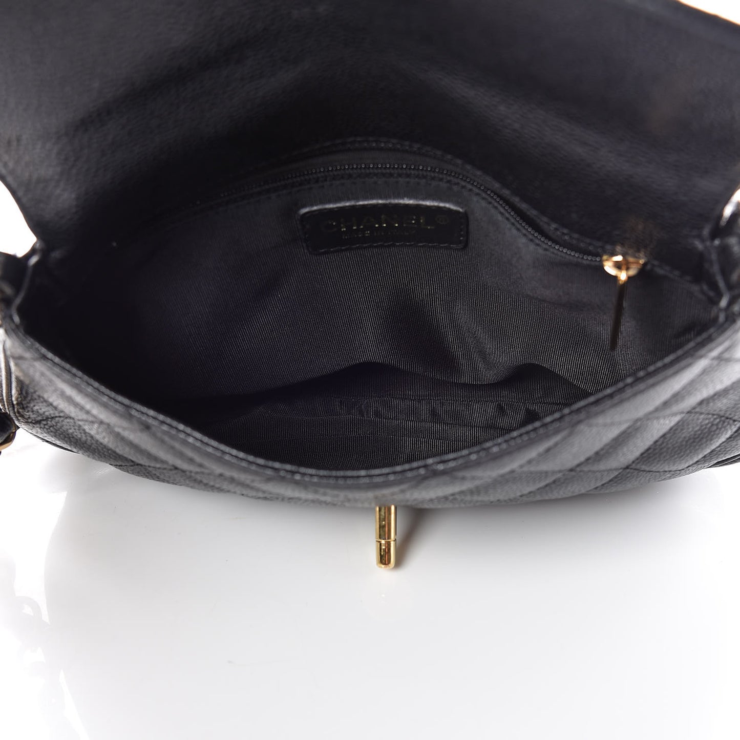 Caviar Quilted Flap Shoulder Bag Black