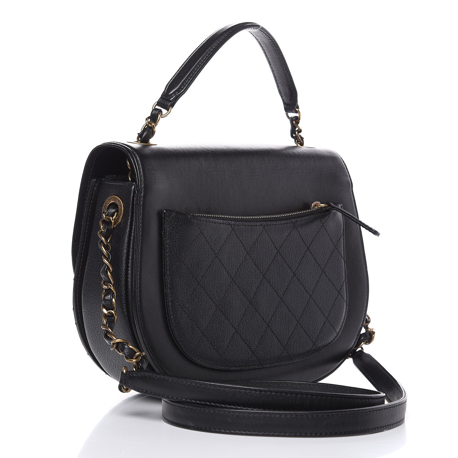 Chanel Shiny Calfskin Goatskin Quilted Medium Coco Curve Messenger Flap Black 3 of 13
