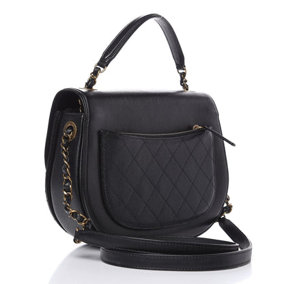 Chanel Shiny Calfskin Goatskin Quilted Medium Coco Curve Messenger Flap Black 3 of 13