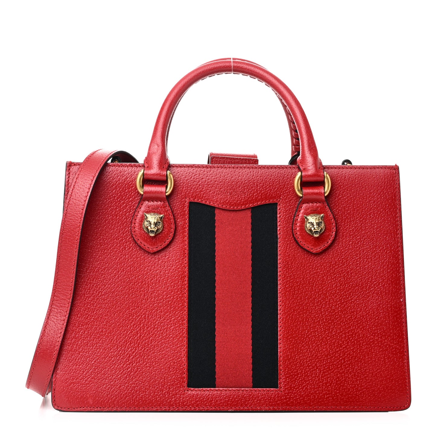 Grained Calfskin Small Animalier Top Handle Tote Red