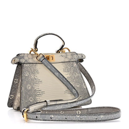 Fendi Lizard Togo Lucido Petite Peekaboo I SEE U Satchel Roccia 3 of 13