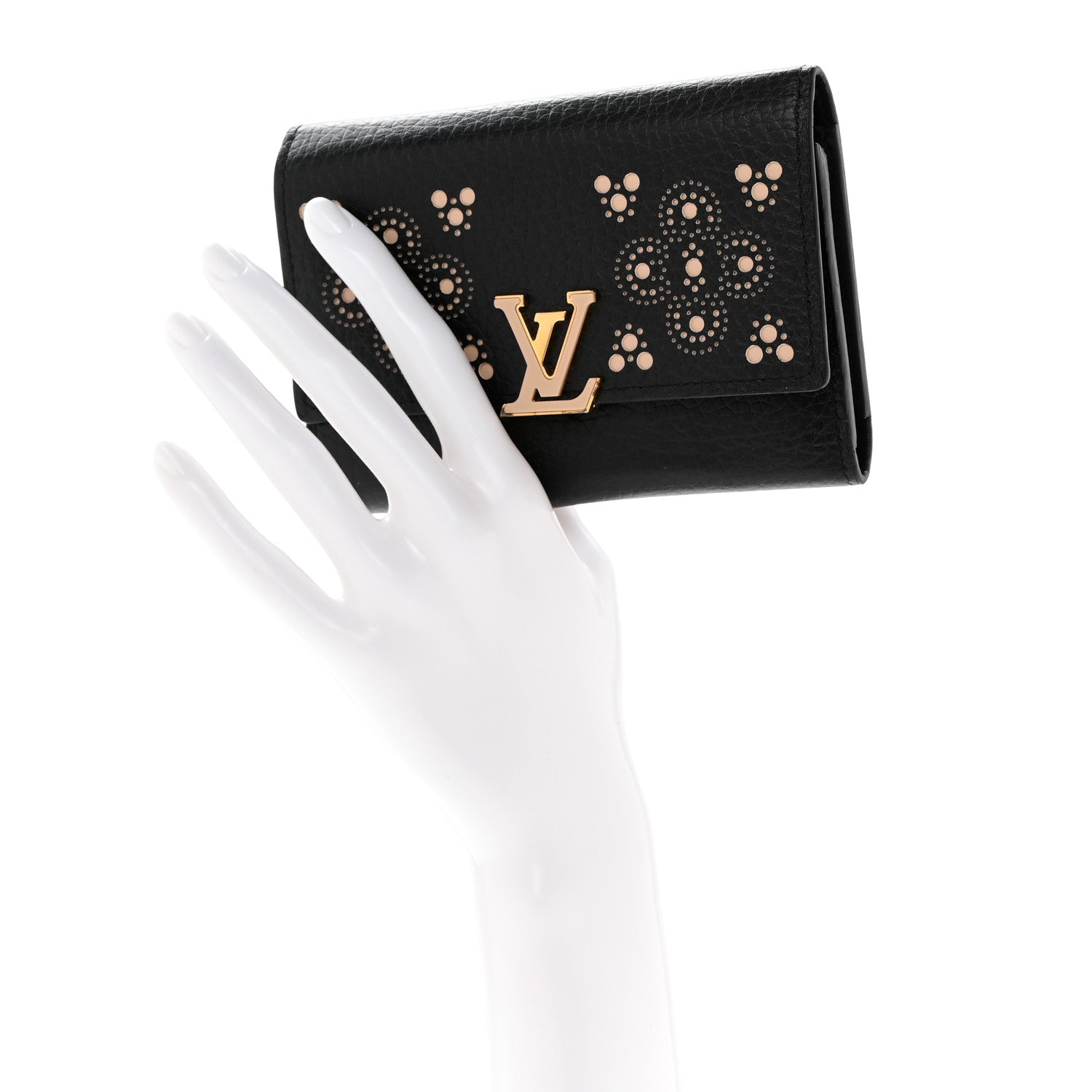 Louis Vuitton Taurillon Perforated Capucines Compact Wallet Black 2 of 6