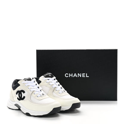 Chanel Mesh Suede Grained Calfskin Womens CC Sneakers 38 Black White 8 of 8