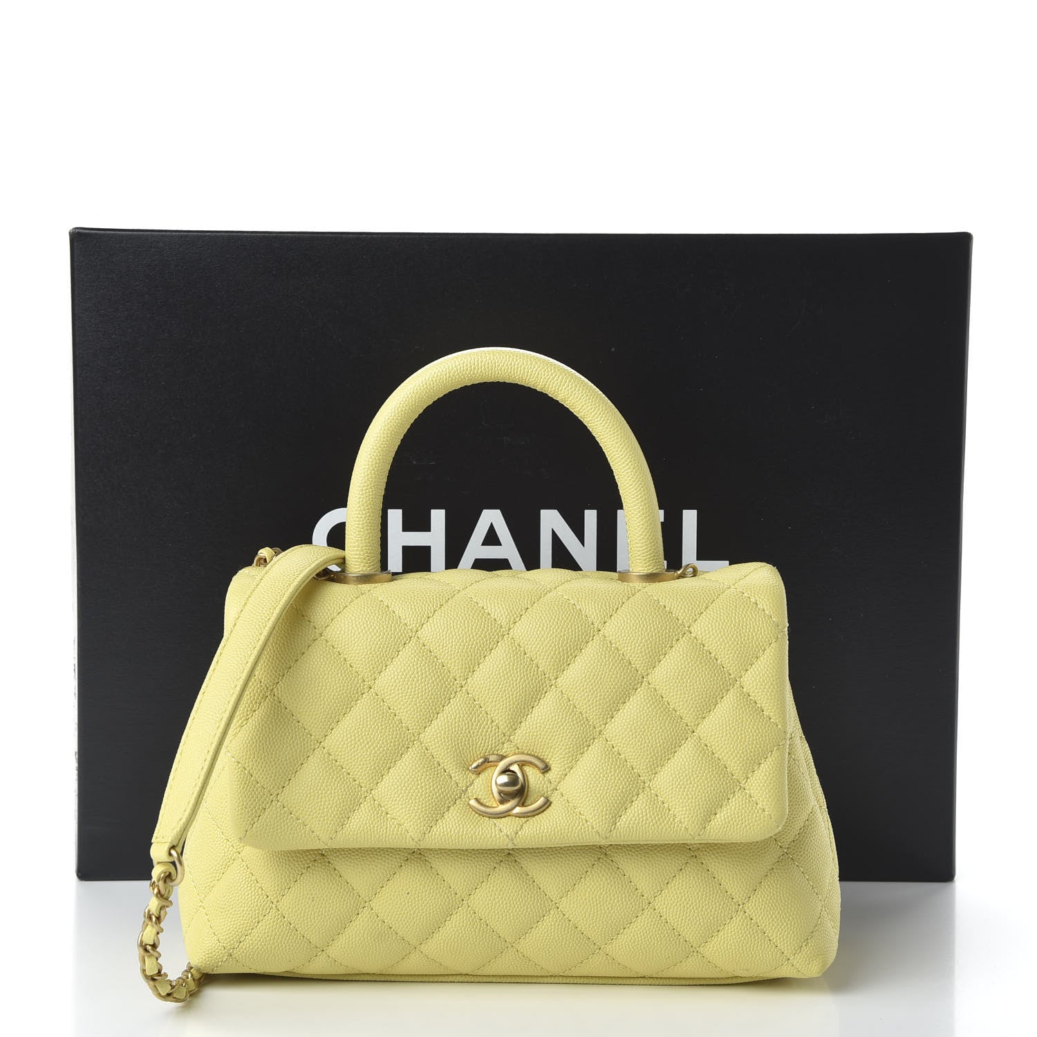 Chanel Caviar Quilted Mini Coco Handle Flap Yellow 11 of 11