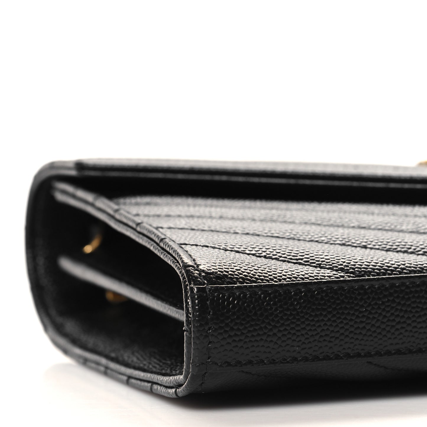 Grain De Poudre Matelasse Chevron Monogram Chain Wallet  Black