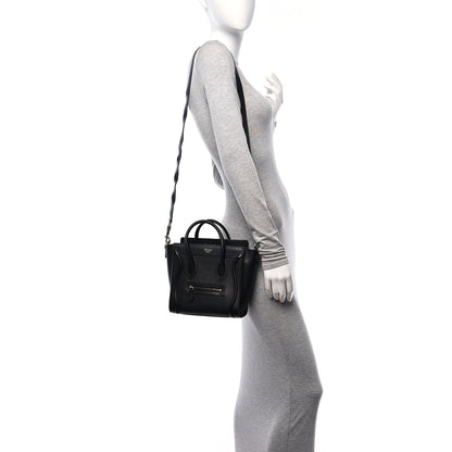 Celine Drummed Calfskin Nano Luggage Black 2 of 11