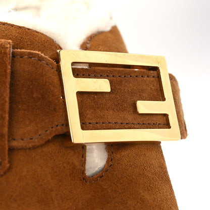 Fendi Suede Shearling Fendi Feel Buckled Clogs 37 Caramel Latte 12 of 12