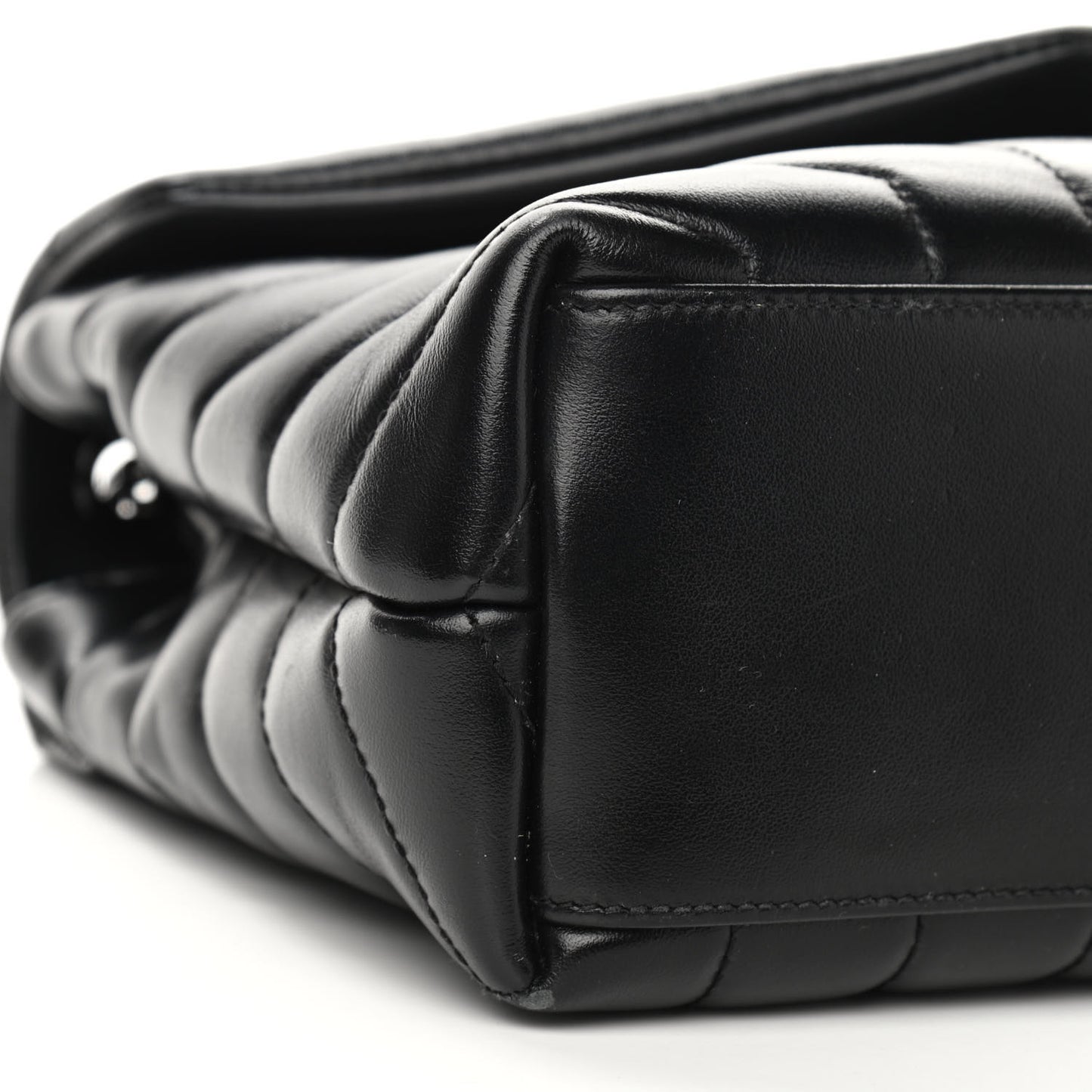 Calfskin Y Quilted Monogram Small Loulou Chain Satchel Black