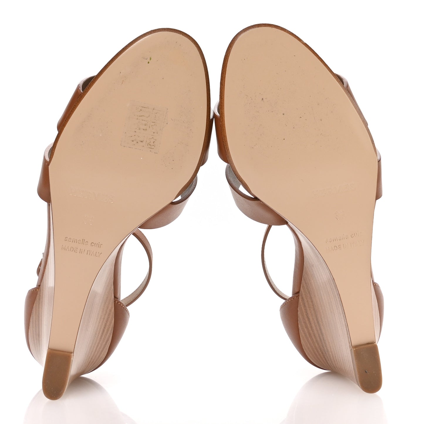 Calfskin Legend Wedge Sandals 36 Gold
