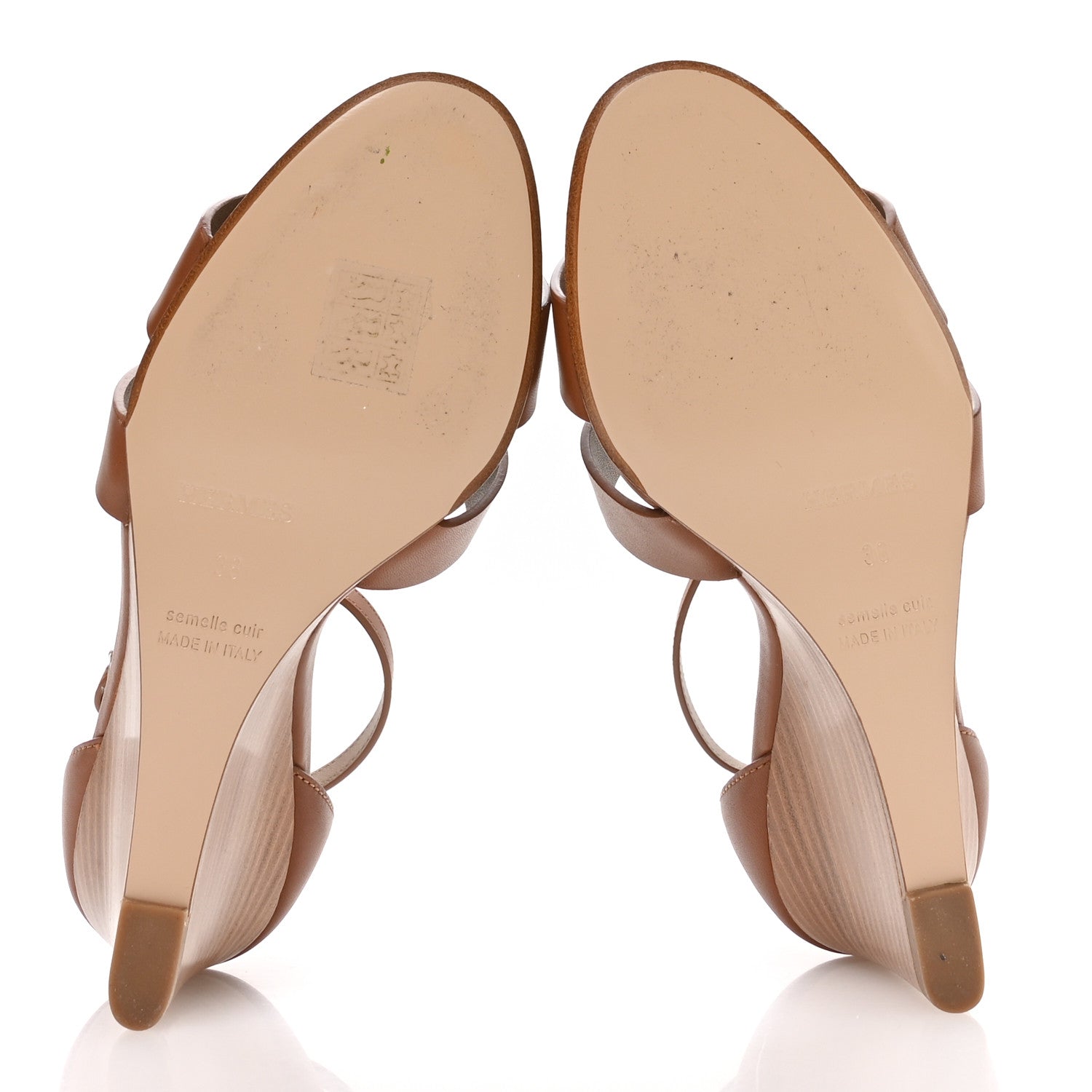 Hermes Calfskin Legend Wedge Sandals 36 Gold 6 of 9