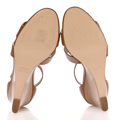 Hermes Calfskin Legend Wedge Sandals 36 Gold 6 of 9