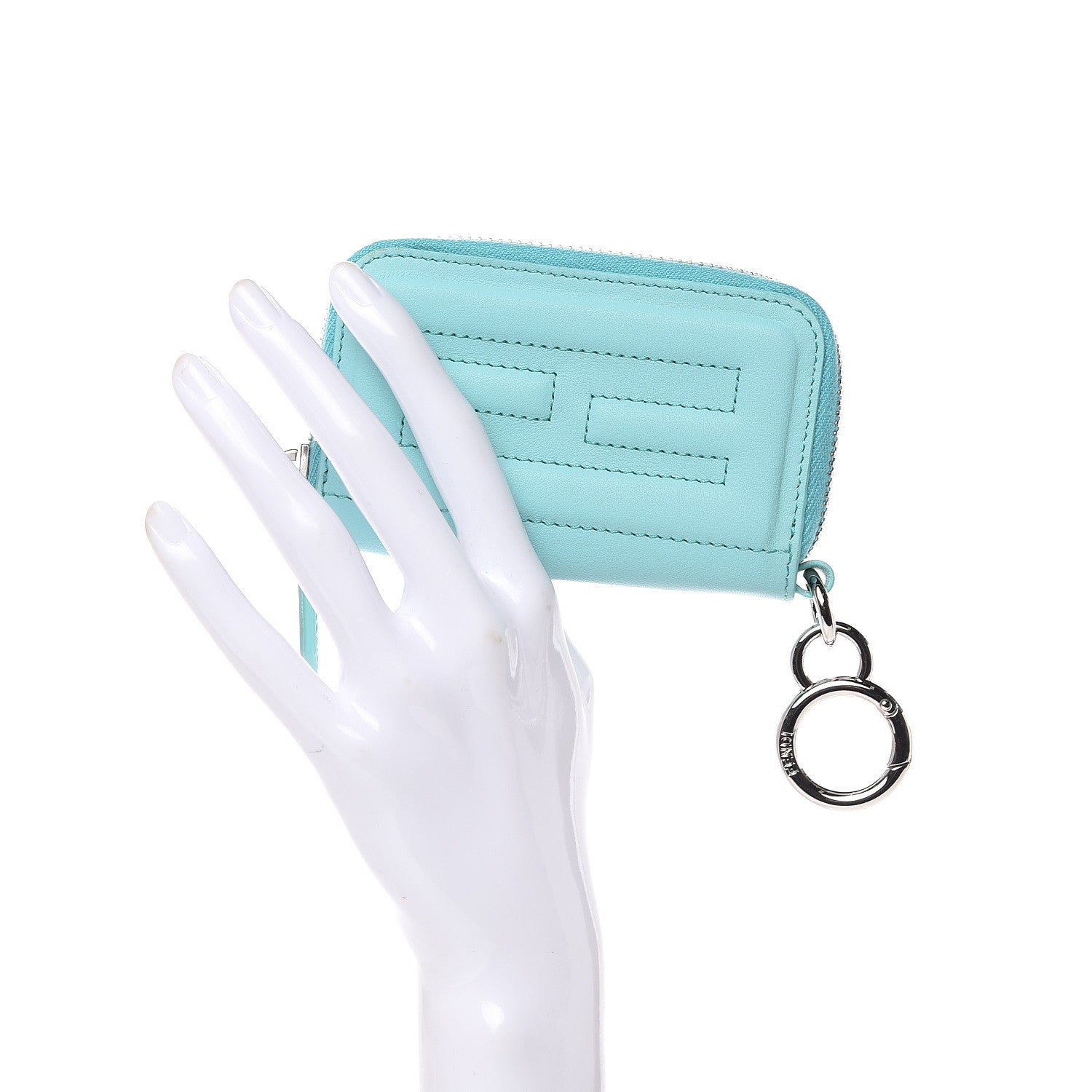 Fendi Vitello Flamingo Mini Zip Around Wallet Tiffany 2 of 10