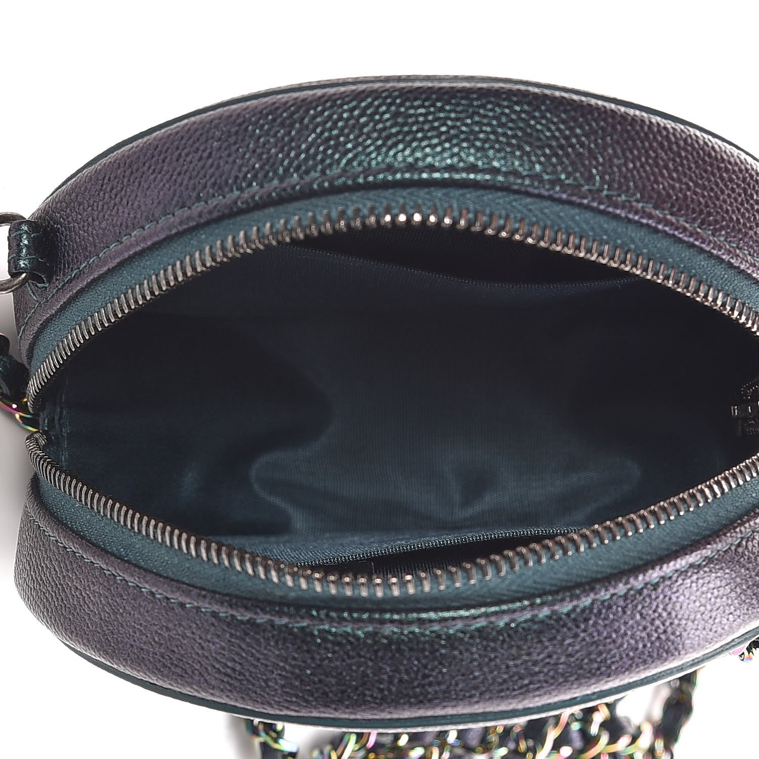 Chanel Iridescent Caviar Quilted Round Filigree Crossbody Dark Turquoise 5 of 8