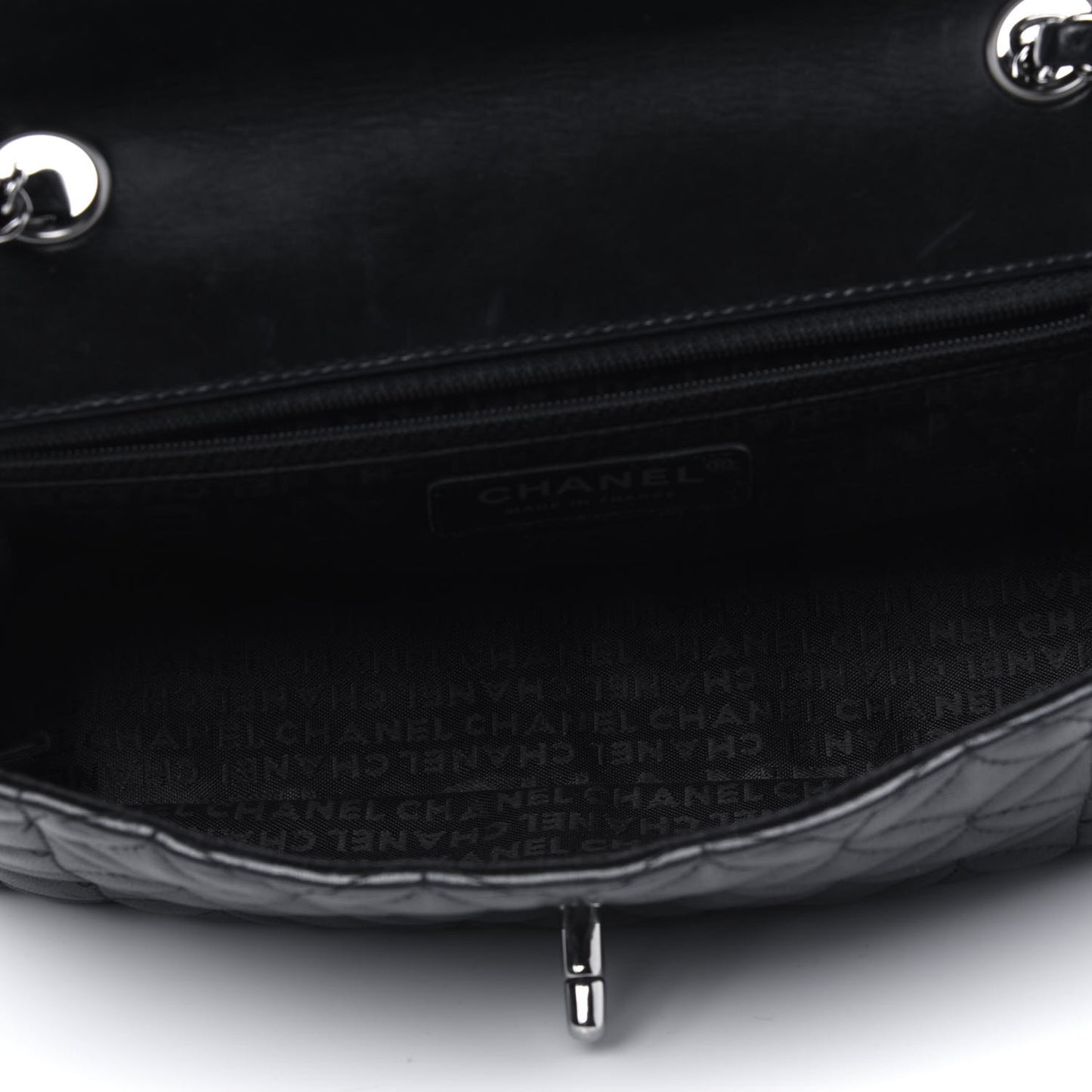 Lambskin Quilted Lady Graphic Flap Black