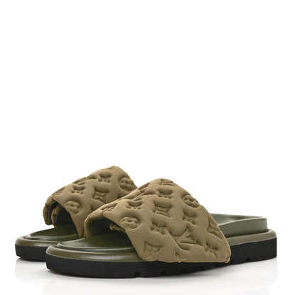 Louis Vuitton Technical Fabric Embossed Monogram Pool Pillow Comfort Mules 40 Khaki 3 of 8