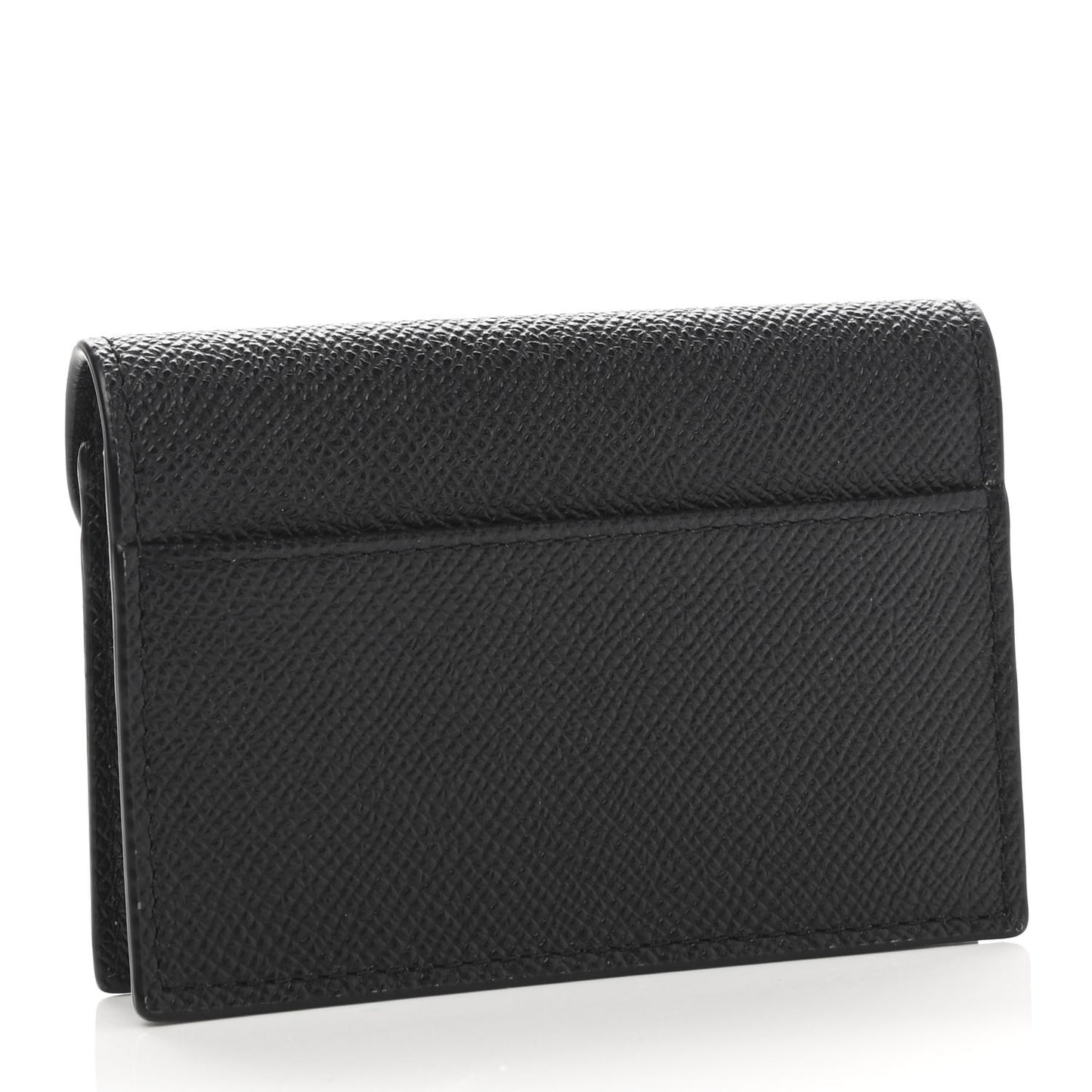 Grained Calfskin Saddle Card Holder Black