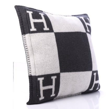 Hermes Wool Cashmere Avalon Pillow PM Ecru Gris Fonce 2 of 5