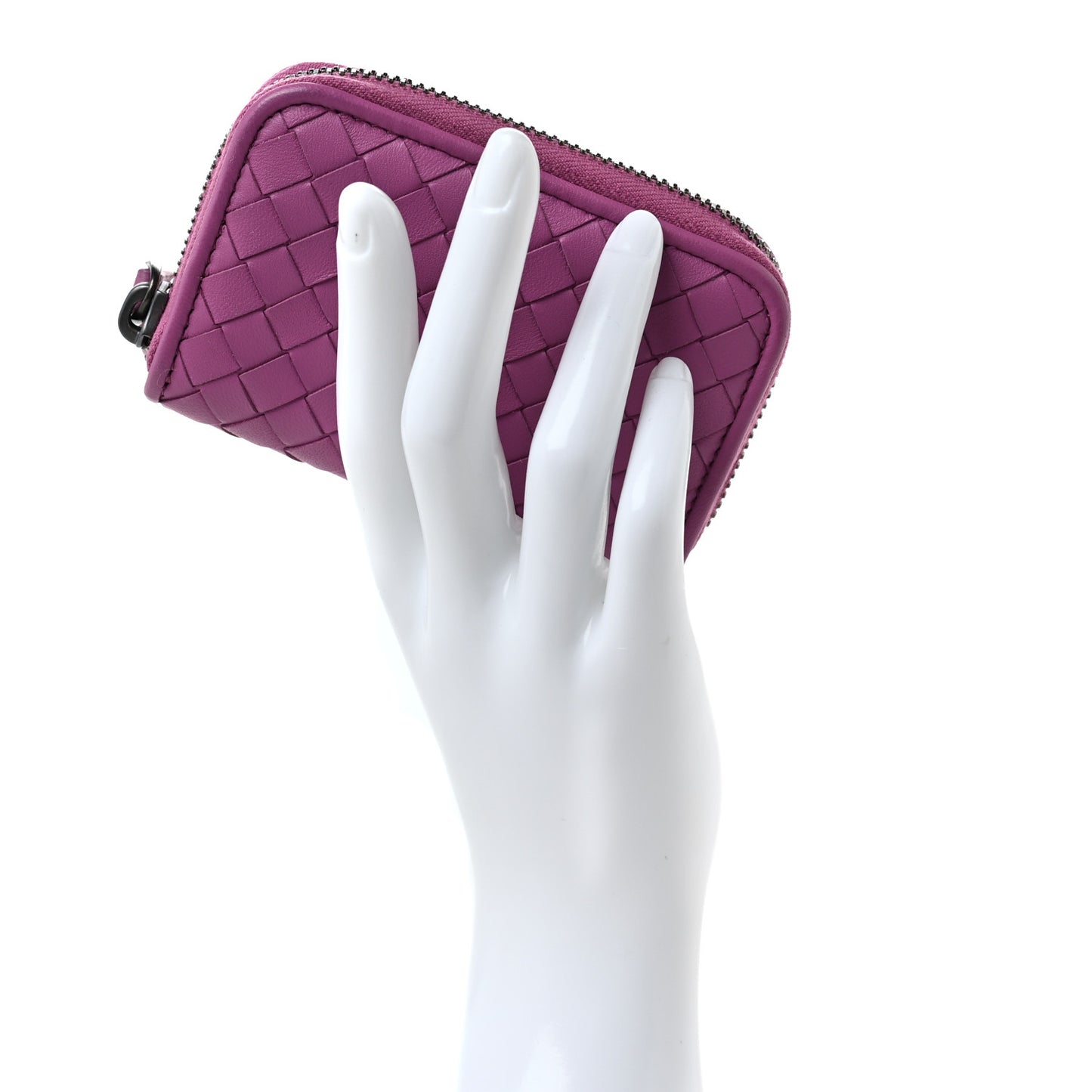 Nappa Intrecciato Zip Around Card Holder Ametista
