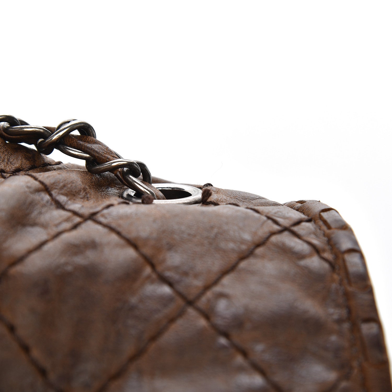 Chanel Aged Crumpled Calfskin Vintage Flap Brown 17 of 17