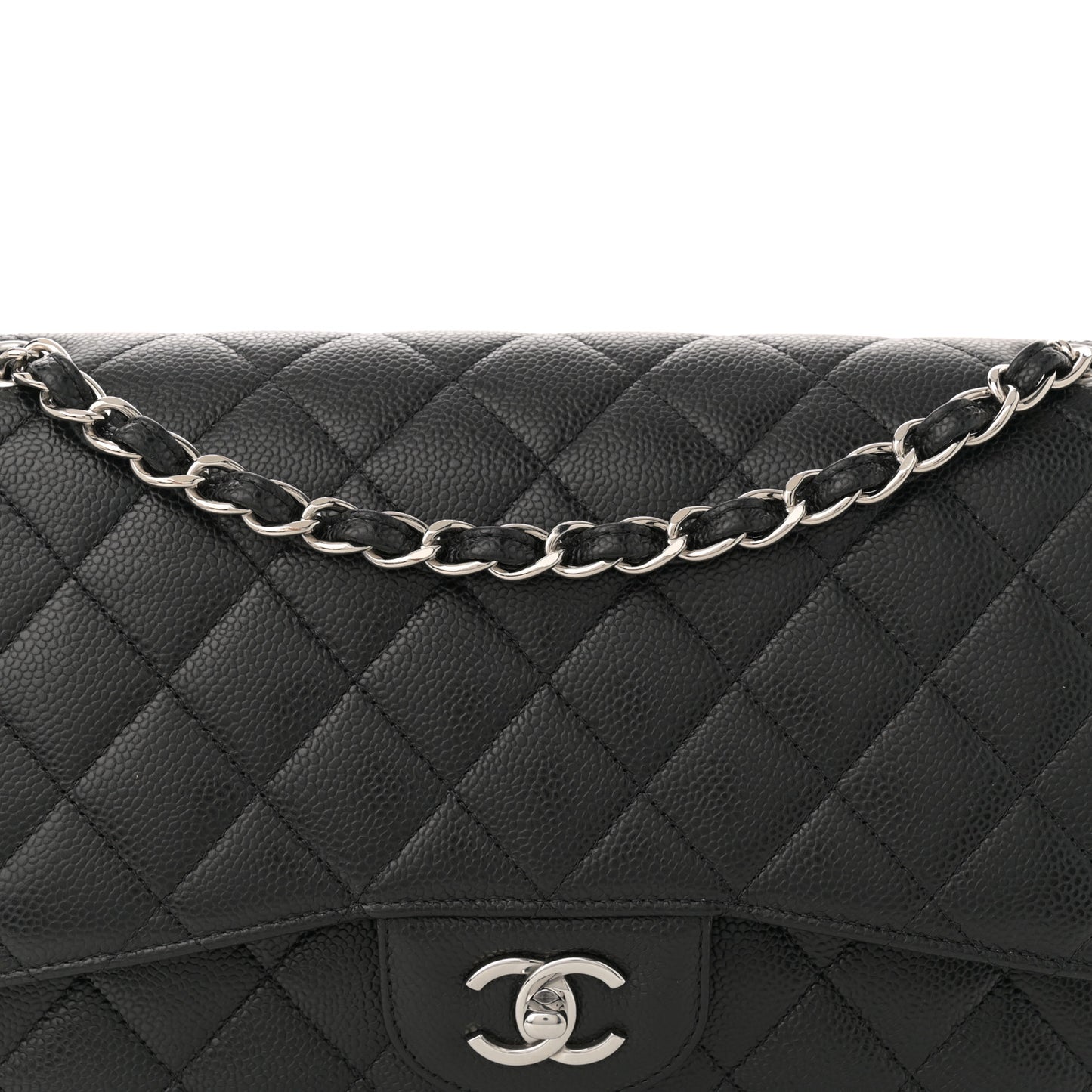 Caviar Quilted Jumbo Double Flap Black